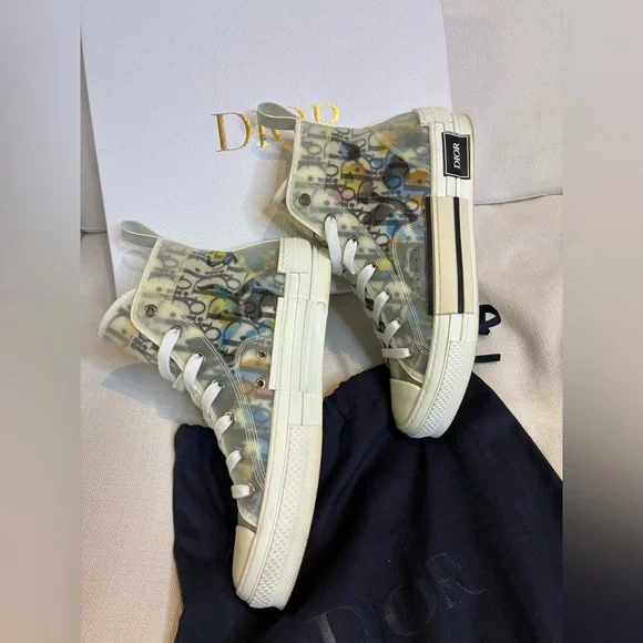 Dior 39 US6 B23 Translucent High-Top Sneakers with Multicolor Accents - Picture 8 of 10